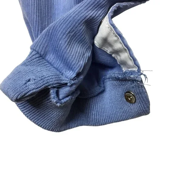 VTG HEALTH-TEX Baby Bib Overalls Bear Face Corduroy Blue Gold Straps 9M USA VBC - Picture 6 of 6